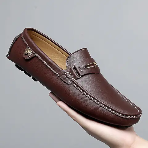 Sapatos Italianos Formais para Homens, Mocassins de Couro Feitos à Mão, Sapatos Casuais Luxuosos e Confortáveis para Homens