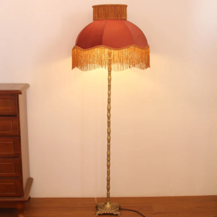 

Bedside Fishing Pillar Floor Lamp Tassel Tapesilk Decorative Bar Floor Lights Living Room Sofa Side Reading Lamps