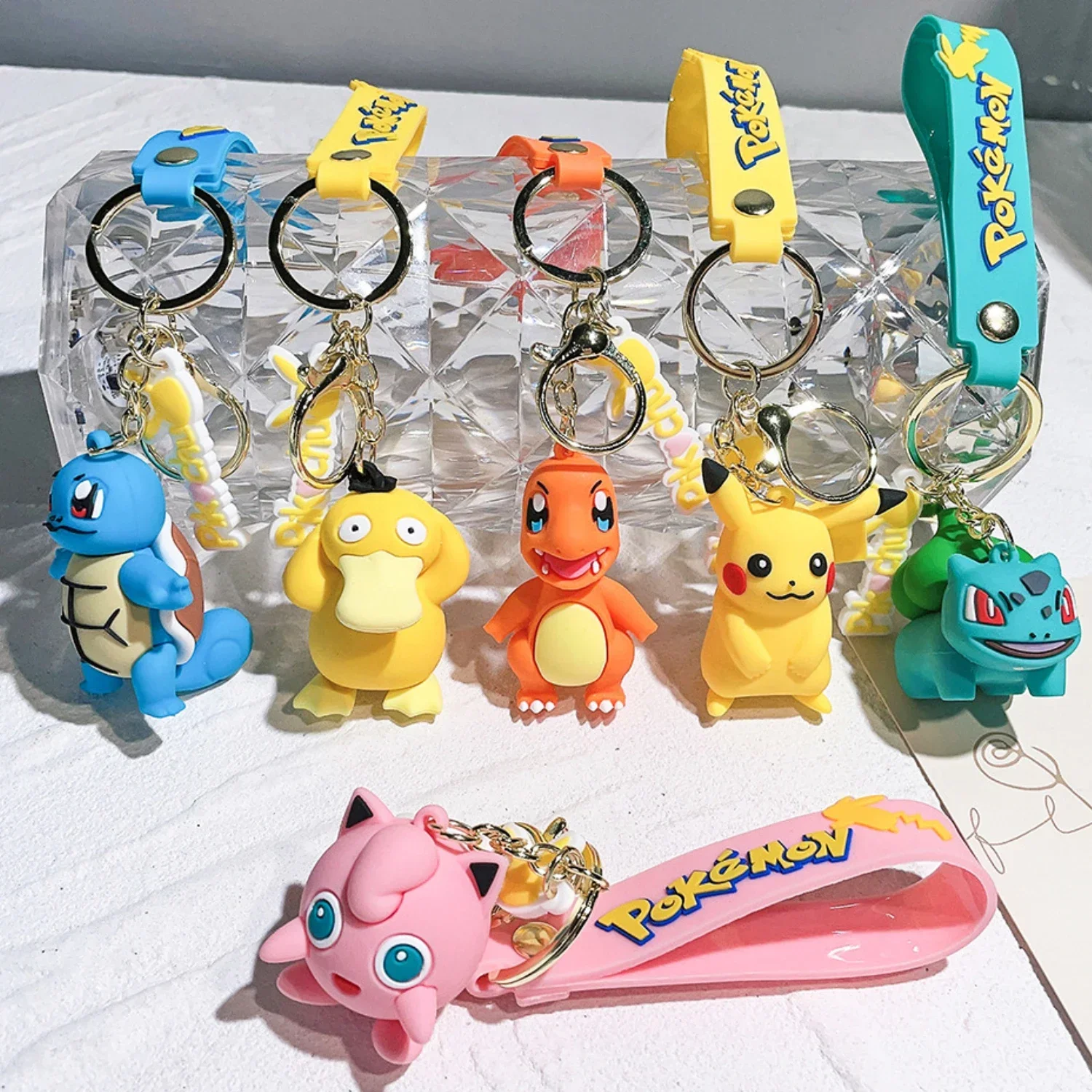 Pokemon Figure Model Pendant Toys Piakchu Doll Keychain Anime Keyring Silica Gel Charm Keychains Accessories Ornaments for Bags