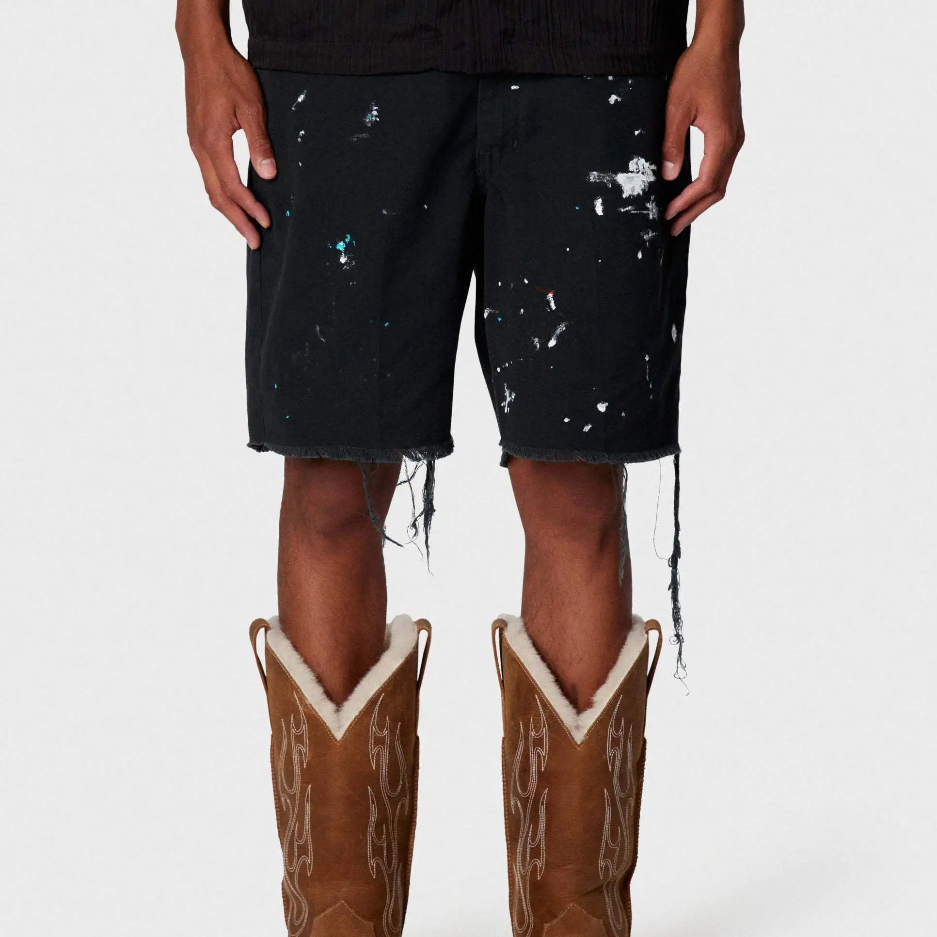 

Джинсы с вышивкой чернил в стиле ретро, модная американская уличная одежда, повседневные брюки со средней талией, хлопковые джинсовые прямые брюки