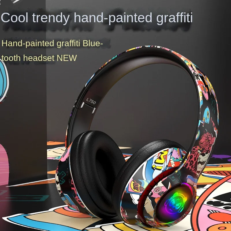 Wireless Bluetooth Headphones Graffiti LED Colorful Lights Gamer earphones Running Card wireless bluetooth headset L750