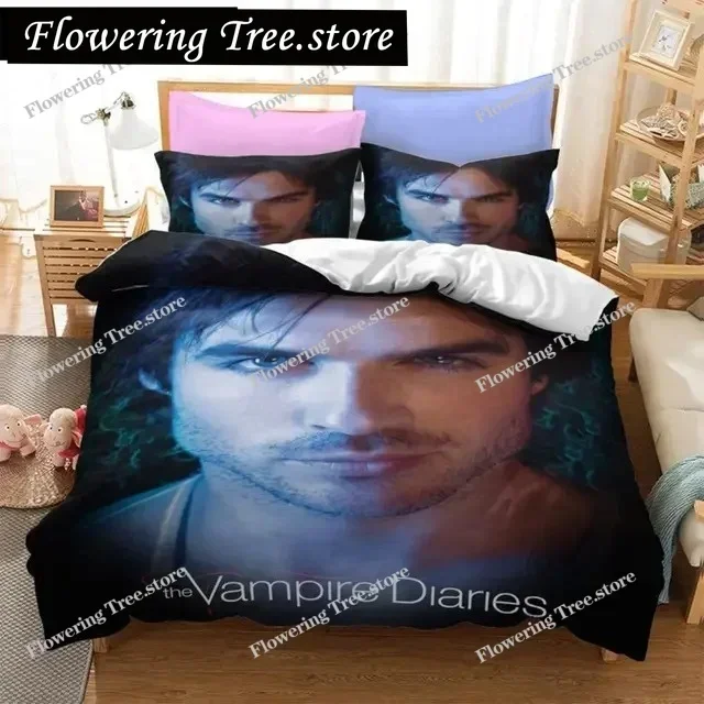 

The Vampire Diaries Print Bedding Set 3D Character Duvet Cover Set With Pillowcase Twin Full Queen King Bedclothes