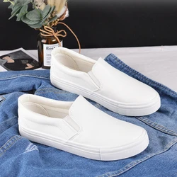 Comemore-sapatos femininos de couro vulcanizado, sapatilhas casuais femininas, tênis de plataforma de slip-on de moda, tendência primavera