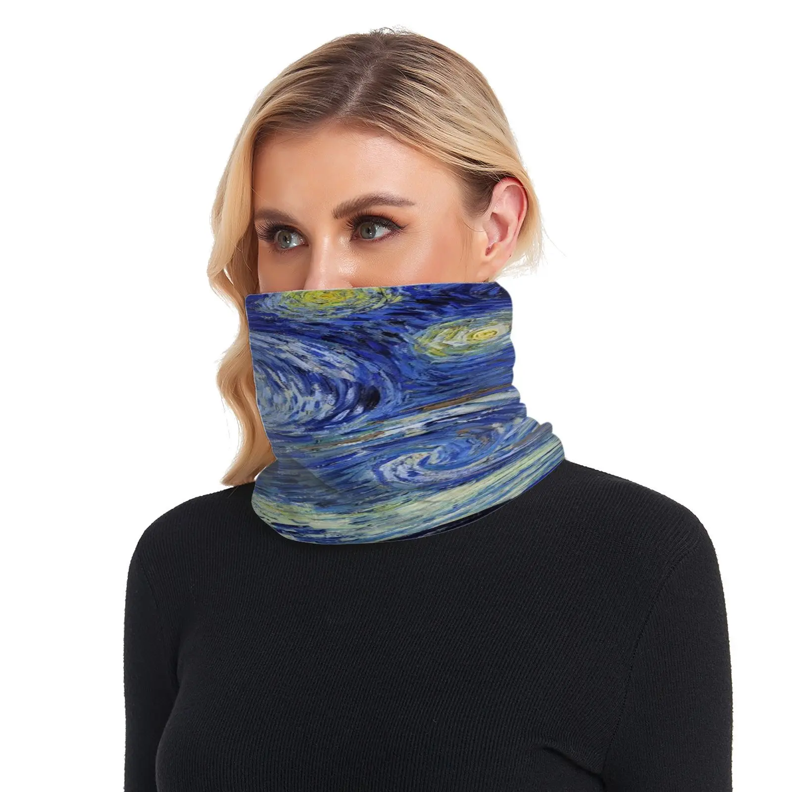 Winter Scarf Knitted Ring Neck Wraps Van Gogh oil painting Women Bandana Warm Collar Unisex Men Face Scarves Infinite Cashmere