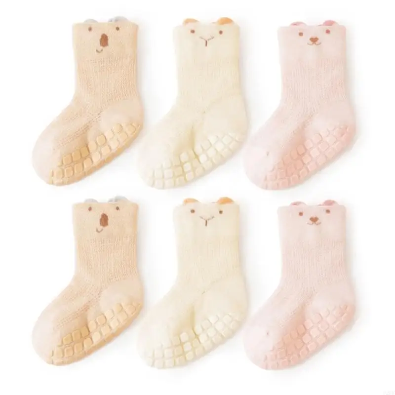 J2FF Cotton Infants Socks Set Indoor Nonslip Walking Socks for Baby and Toddlers