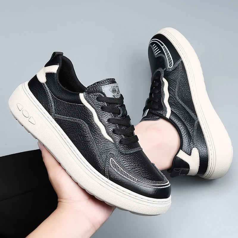 DIMANYU Men's Training Shoes 2026 New Autumn Genuine Leather Sneakers For Men Trendy Platform Casual Shoes Men