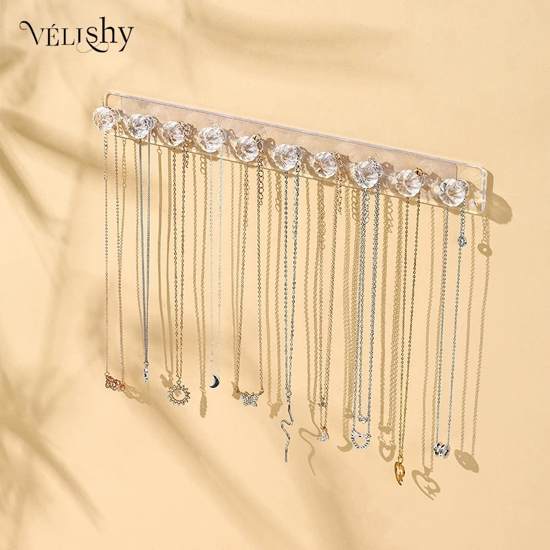 10 Hooks Transparent Acrylic Jewerly Storage Rack For Earring Necklace Hanger Holder Wall Mounted Display Stand Organizer