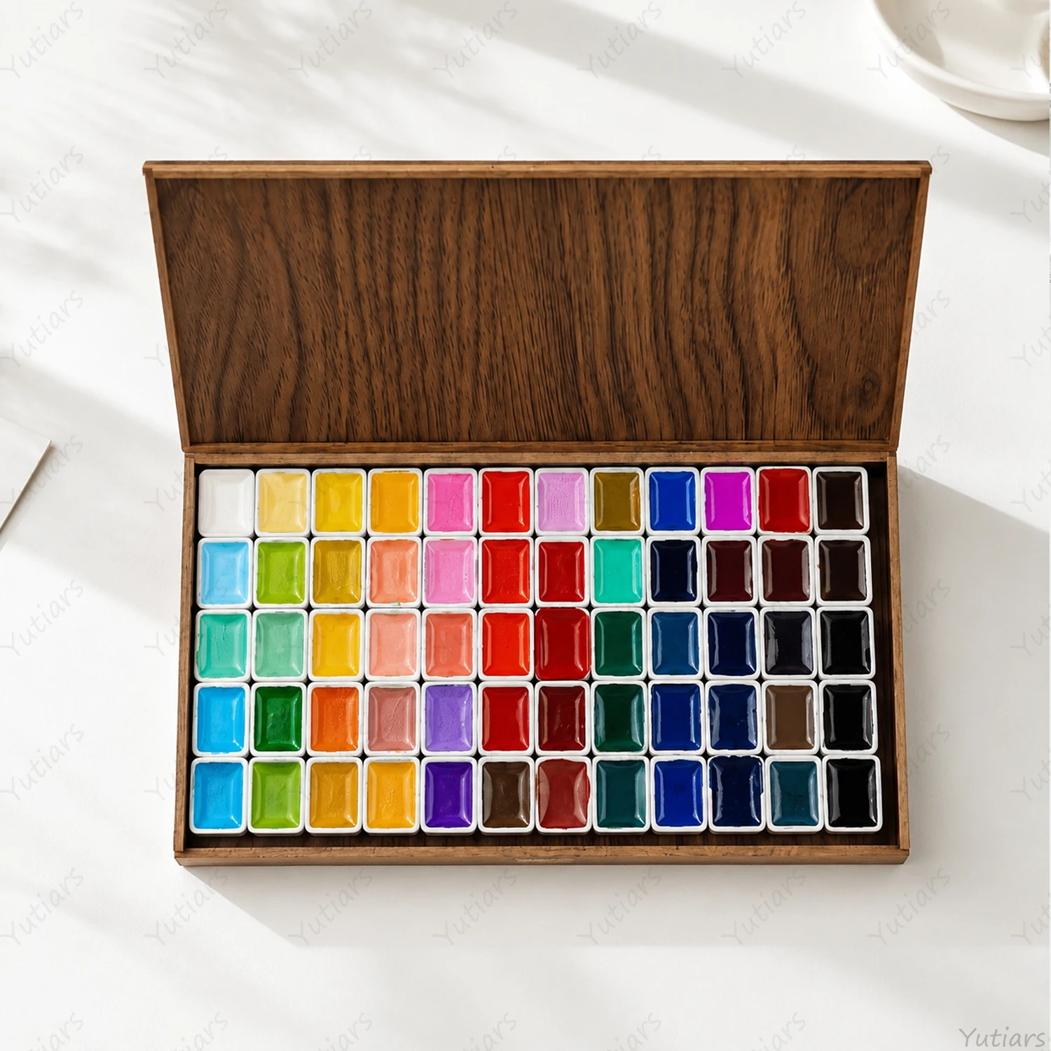 60 Colors Watercolor Paint Set Wooden Box Solid Pigment Palette for Artists Students Beginners DIY Painting Art Supplies Gift