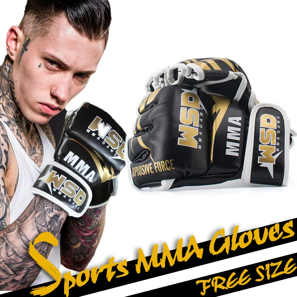 

GOBYGO Half Finger MMA Gloves for Men PU Kicki Boxing Karate Muay Thai Guantes De Boxeo Free Fight Sanda Training Equipment