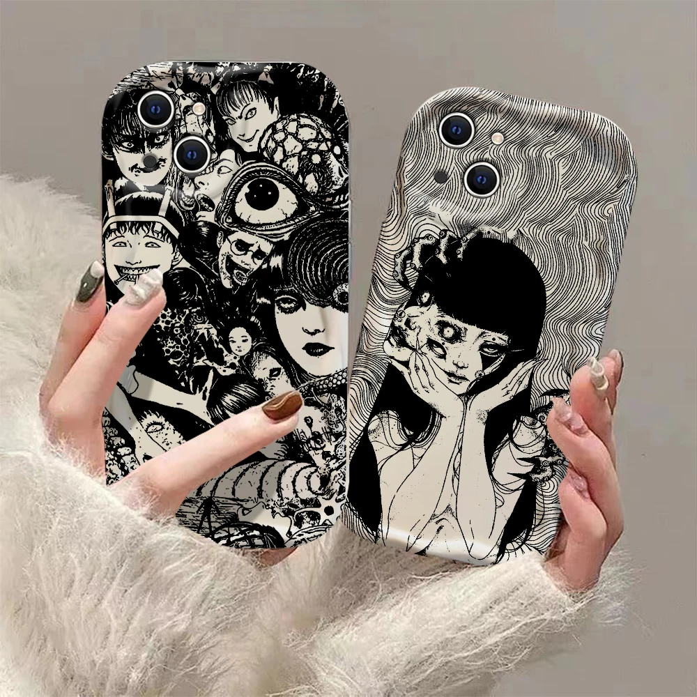 Junji Ito horror Hot comics Tomie Case For iPhone 15 14 13 12 11 Pro Max Mini X XR XSMAX 8 7 6S Plus 3D Wave Soft Silicone Cover