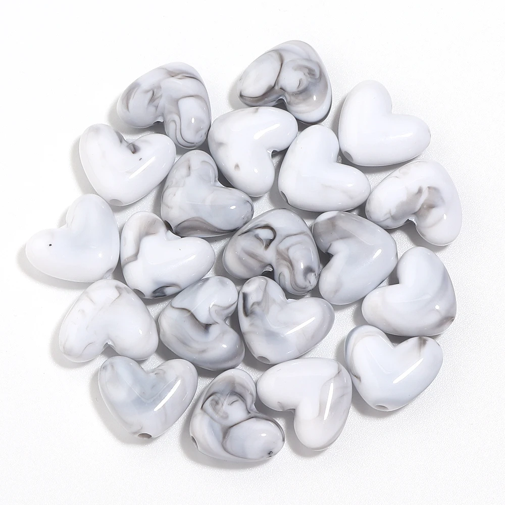 20 Stück 14 x 12 mm zweifarbige Acryl-Herzperlen, lose Herzperlen für die Schmuckherstellung, DIY-Armbänder, Halsketten, Schlüsselanhänger, Zubehör – Detail 13