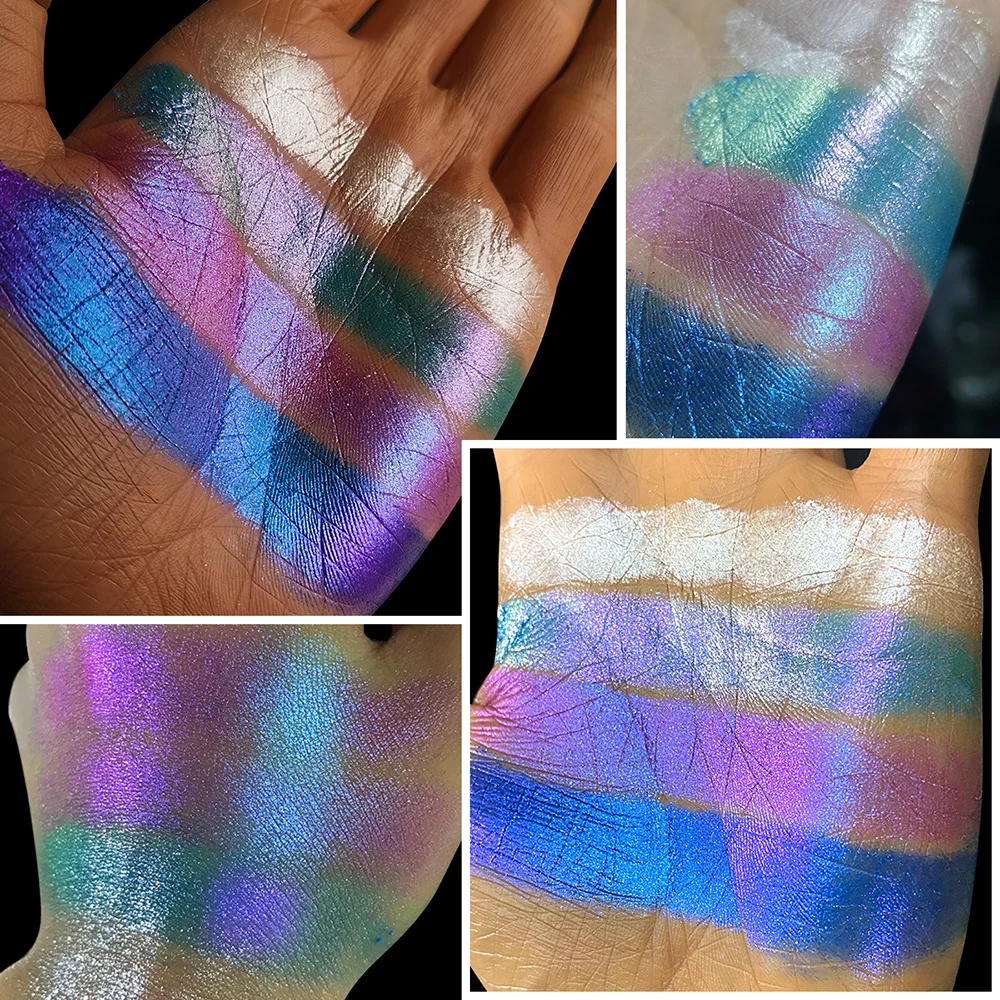 4 色カメレオンアイシャドウプレートプライベートラベル顔料長期的な防水ダイヤモンドシマーメイクアップカスタムロゴ卸売