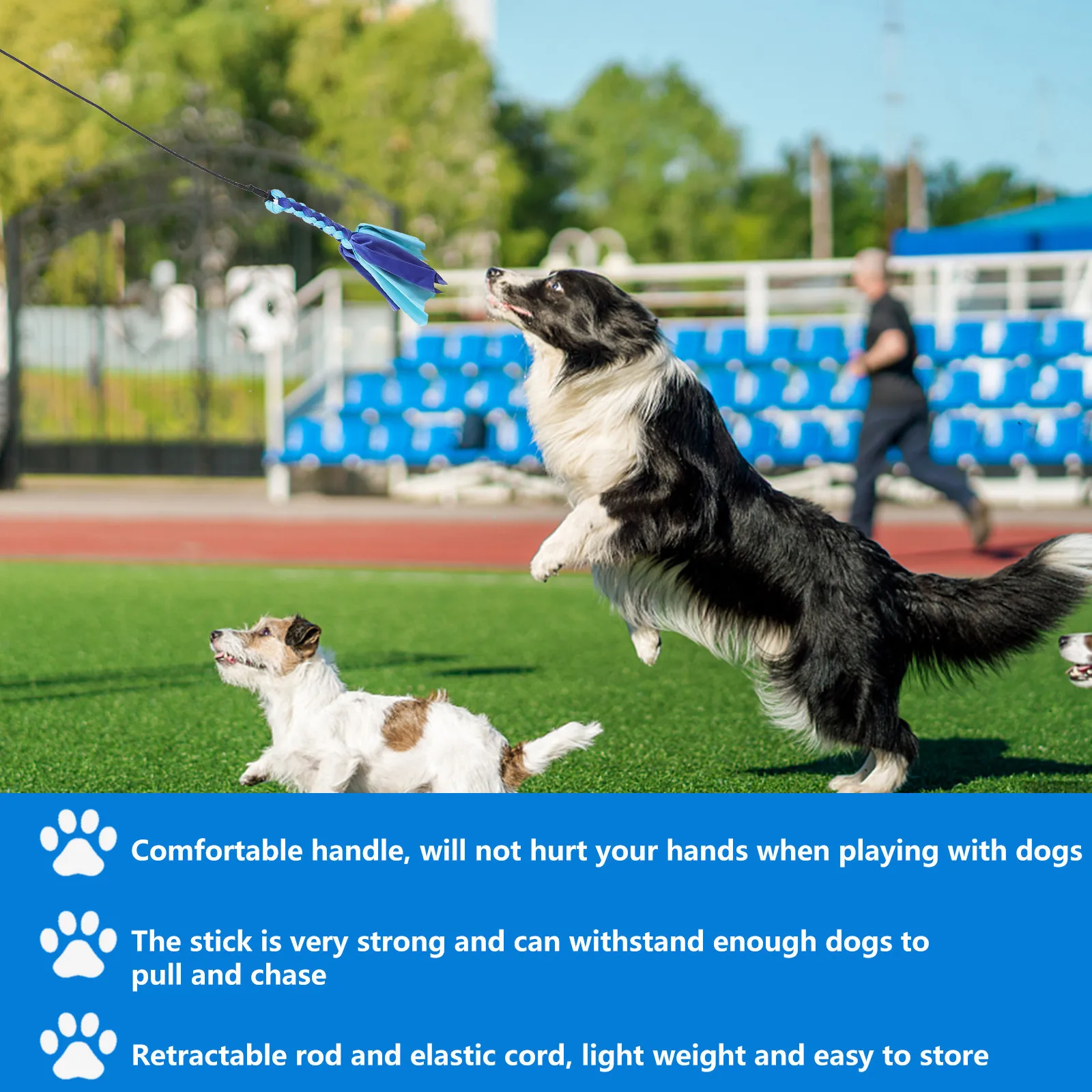 

Interactive Dog Teaser Pole Puppy Trainer Durable Elastic Cord Stretchable Pole Fun Play Yard Exercise Tool Chasing