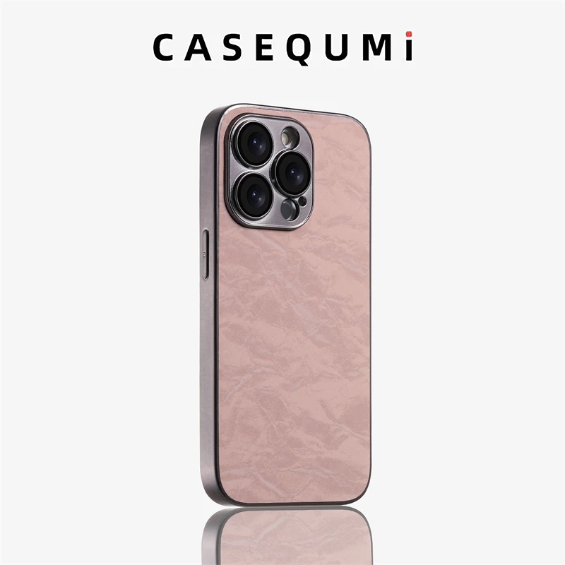 

Silver edge plating pink fine hole pleated pattern for Apple 16 phone case new for iphone16 advanced sense of anti-drop silicone