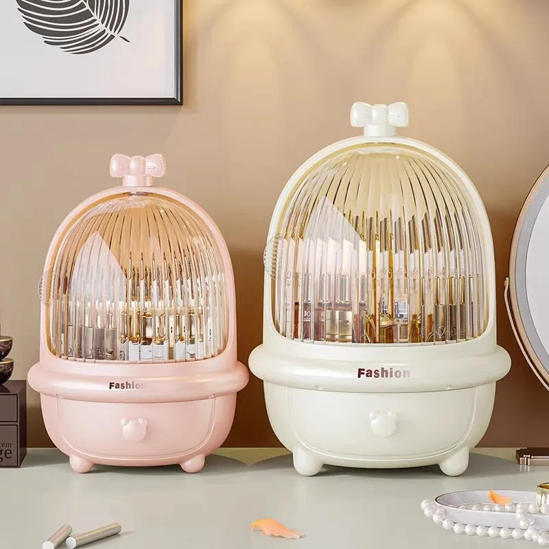 

Rotating cosmetics storage box lovely girl heart dust-proof desktop perfume shelf dressing table finishing box