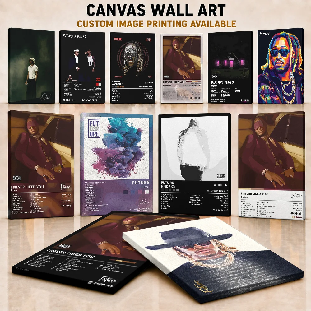 Future Canvas Painting Poster Customized Photo Urban Hip Hop Tribute Style Canvas Wall Art For Bedroom And Music Lounge Fan Gift