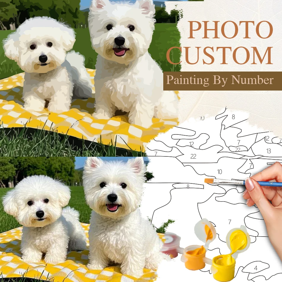 GATYZTORY 24/36/48 Color Personalised Paint By Numbers Photo Custom DIY Oil Painting By Number Picture Canvas Pet portrait Child