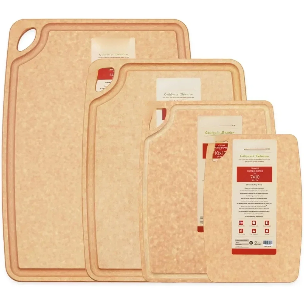 

Wooden Board Classic Series 4-in-1 Cutting Board Set for Kitchen Dishwasher Safe Eco-Friendly BPA Free Non Porous Made in USA