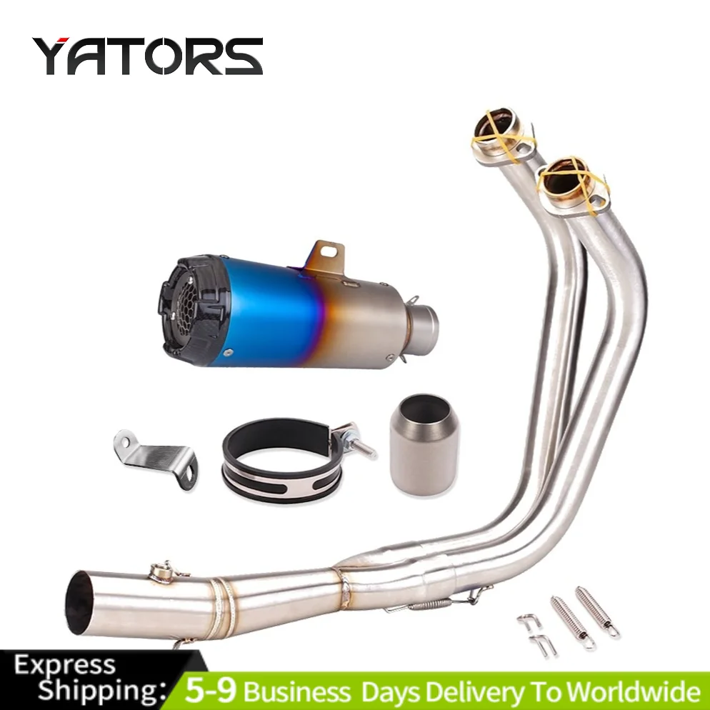 

For Yamaha MT-07 FZ07 YZF R7 2021-2024 Exhaust System Header Pipe Blue Muffler Exhausts Pipes