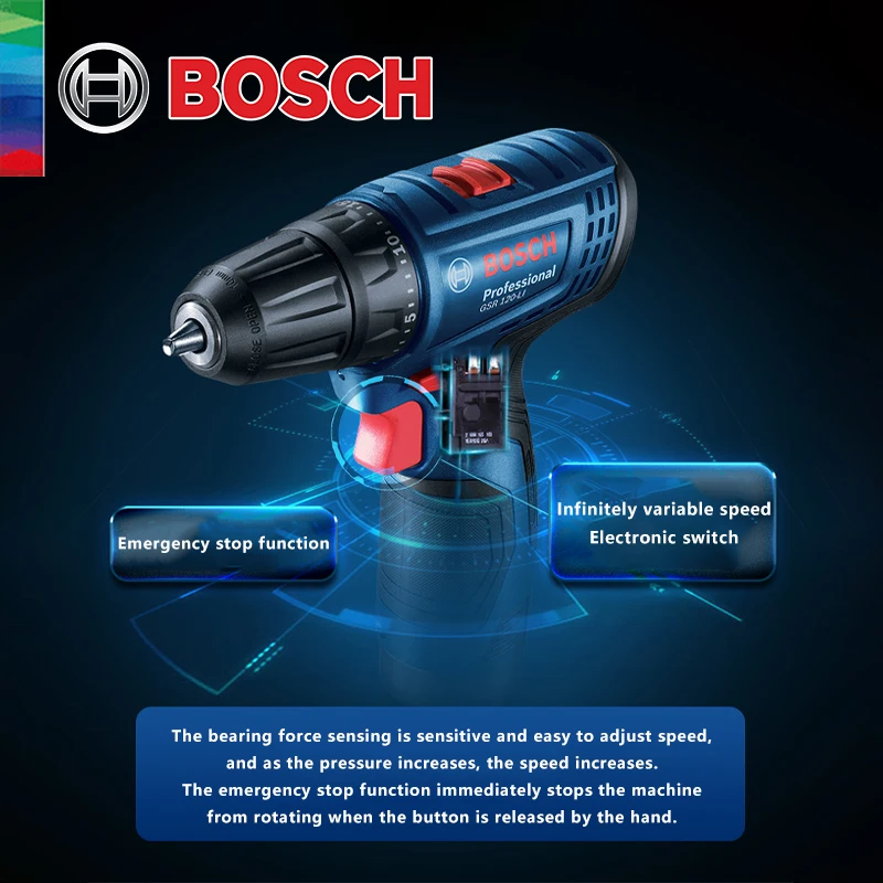 Bosch-Perceuse électrique sans fil aste au lithium, tournevis domestique sans fil, outil électrique pour conducteur en acier, travail du calcul, GSR