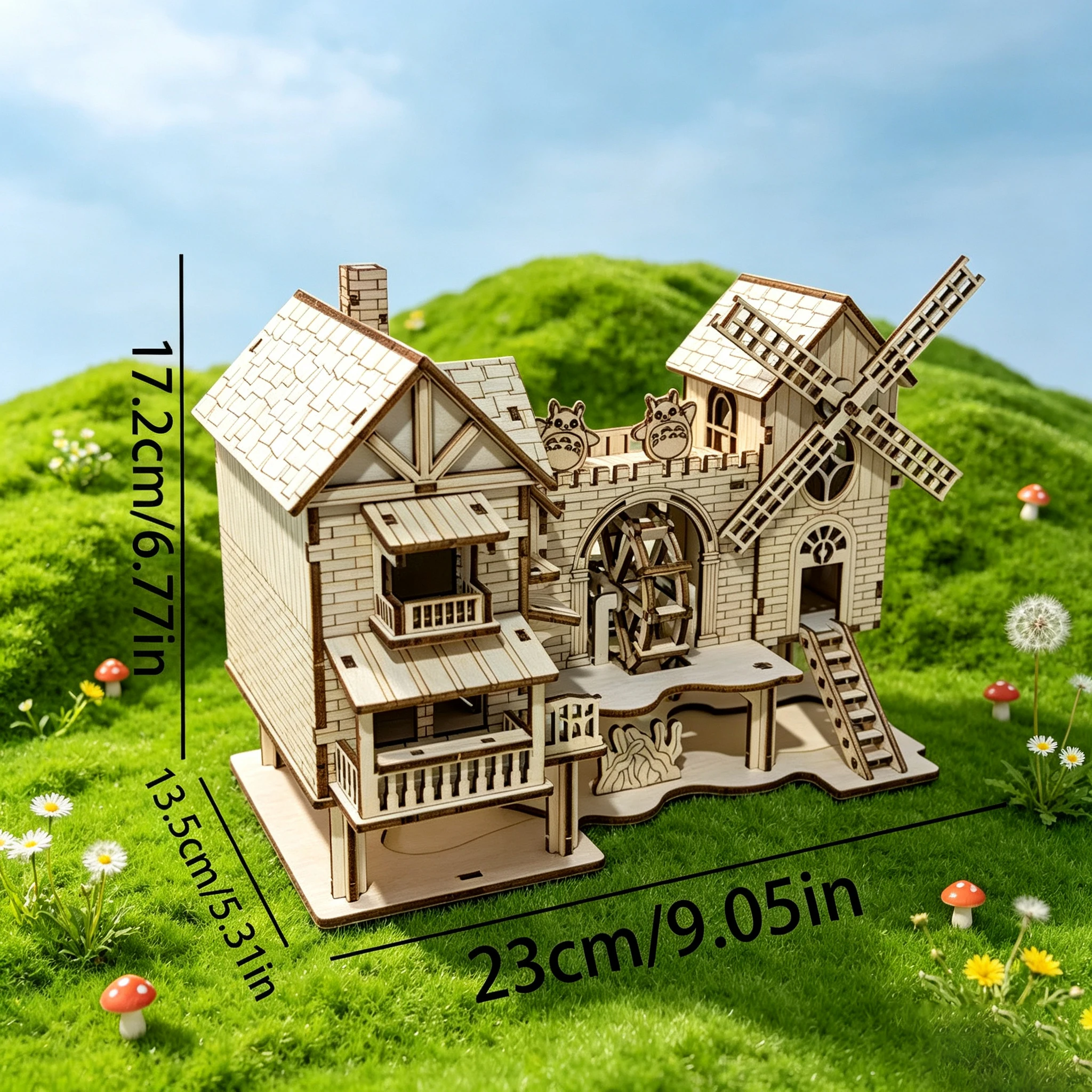 3D Wooden Puzzle Fairy Tale Windmill Cottage DIY Assembly Model