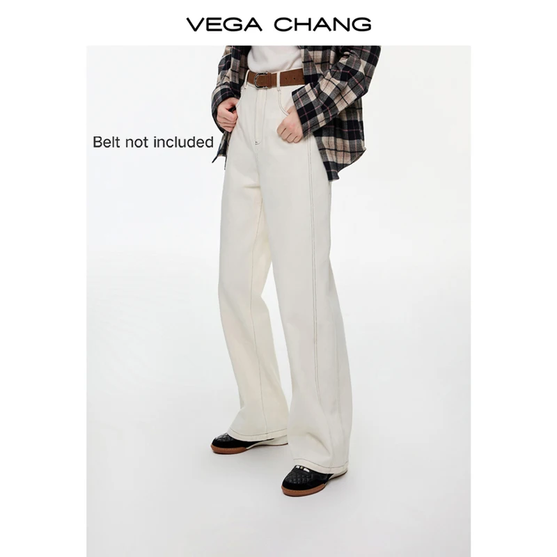 Vega Chang 新作 冬用 レディース ジーンズ ハイウエスト ストレートレッグ 裏起毛 暖かい 多用途 ロングパンツ 【ベルトは含まれていません】