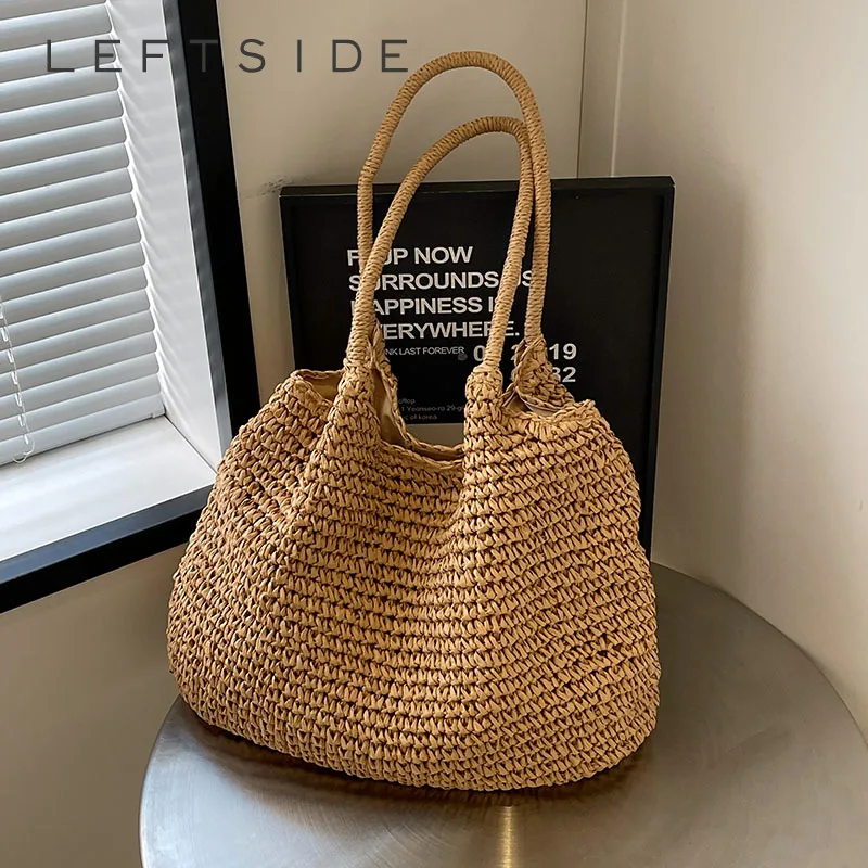 Large Straw Underarm Bags For Women 2024 Simple Korean Fashion Summer Shoulder Bags Lady Travel Handbags Females Weave Beach Bag