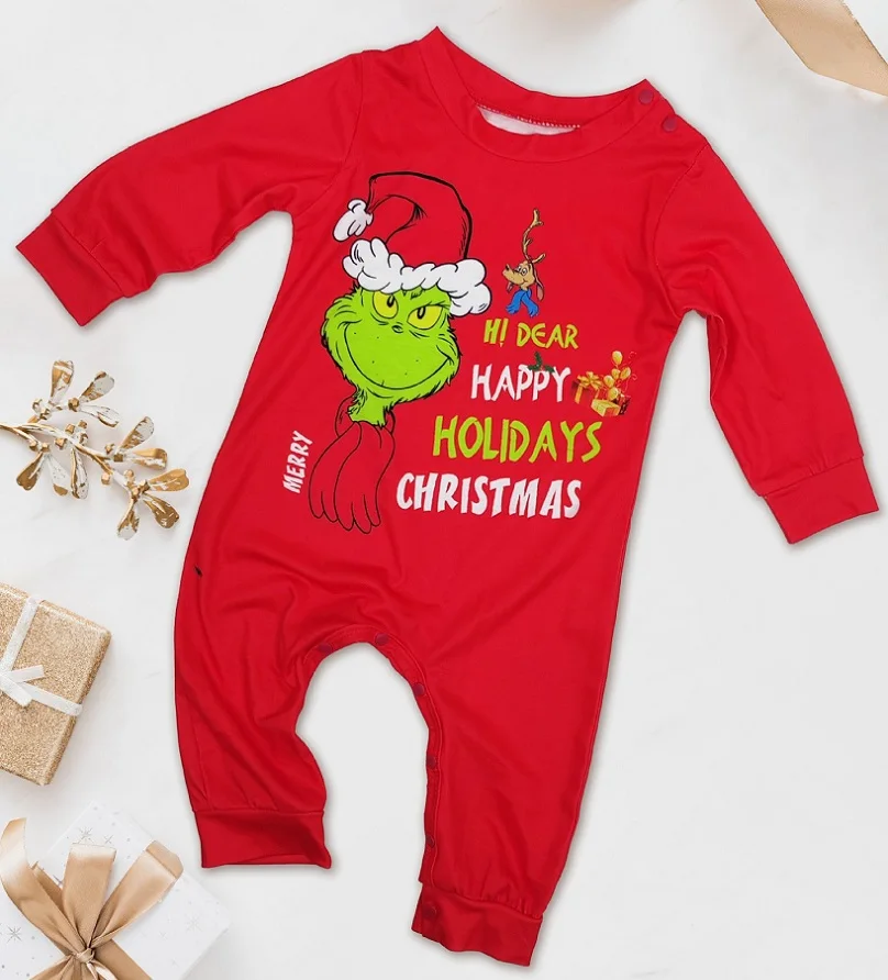 Xmas Family Matching Pajamas Set New Arrivals 2025 The Greench Letter Print Adult Kids Pjs Baby Jumpsuit Dog Clothes