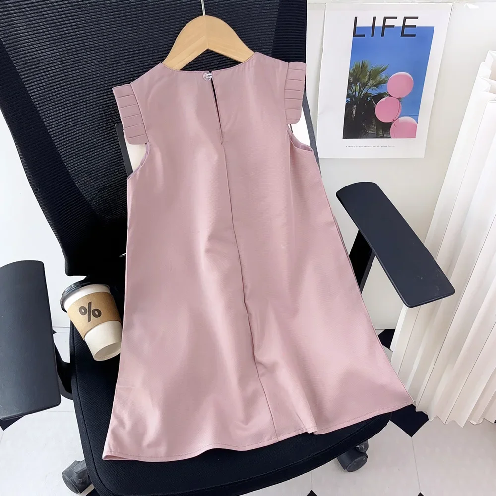 Bear Leader 2-7 Year Old Children\'s Wedding Birthday Party Clothing Summer Girl Princess Beige 3D Flower Tank Top Dress