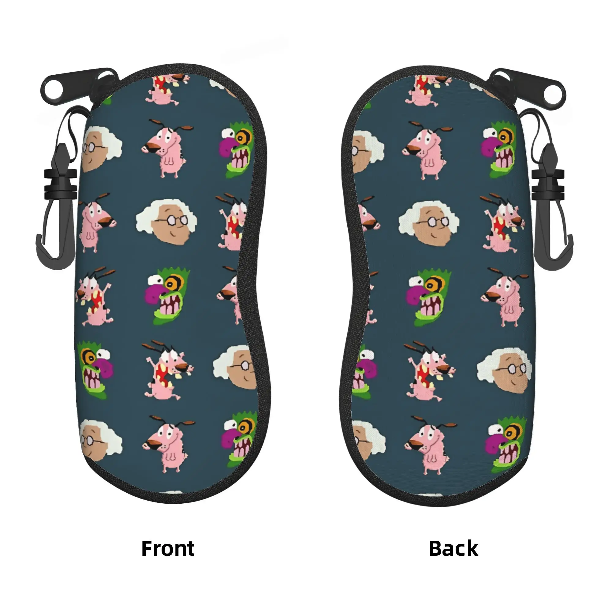 Cowardly Dog Courage – étui à lunettes à motif pixel, étui à lunettes de soleil unisexe, sac à fermeture éclair pour lunettes, étui à lunettes d'extérieur