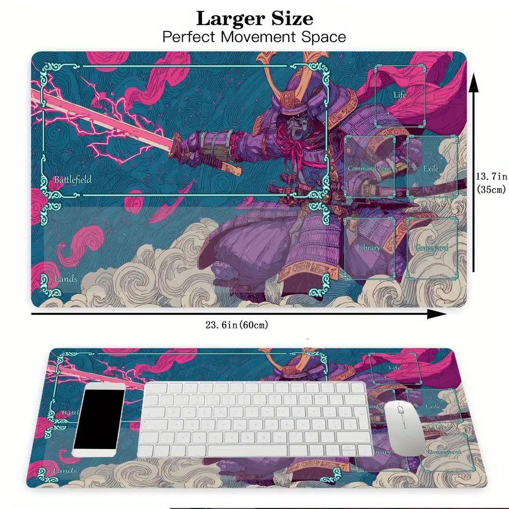 Ukiyo-e samurai Magic Card-alfombrillas para juegos con zona mtg, tapete de escritorio, tapete para comandante, adecuado para reuniones de juegos, alfombra mágica