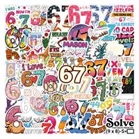 50PCS Funny 67 Six Seven Stickers 67 DIY Stickers Scrapbooking Phone Luggage Waterproof Decals