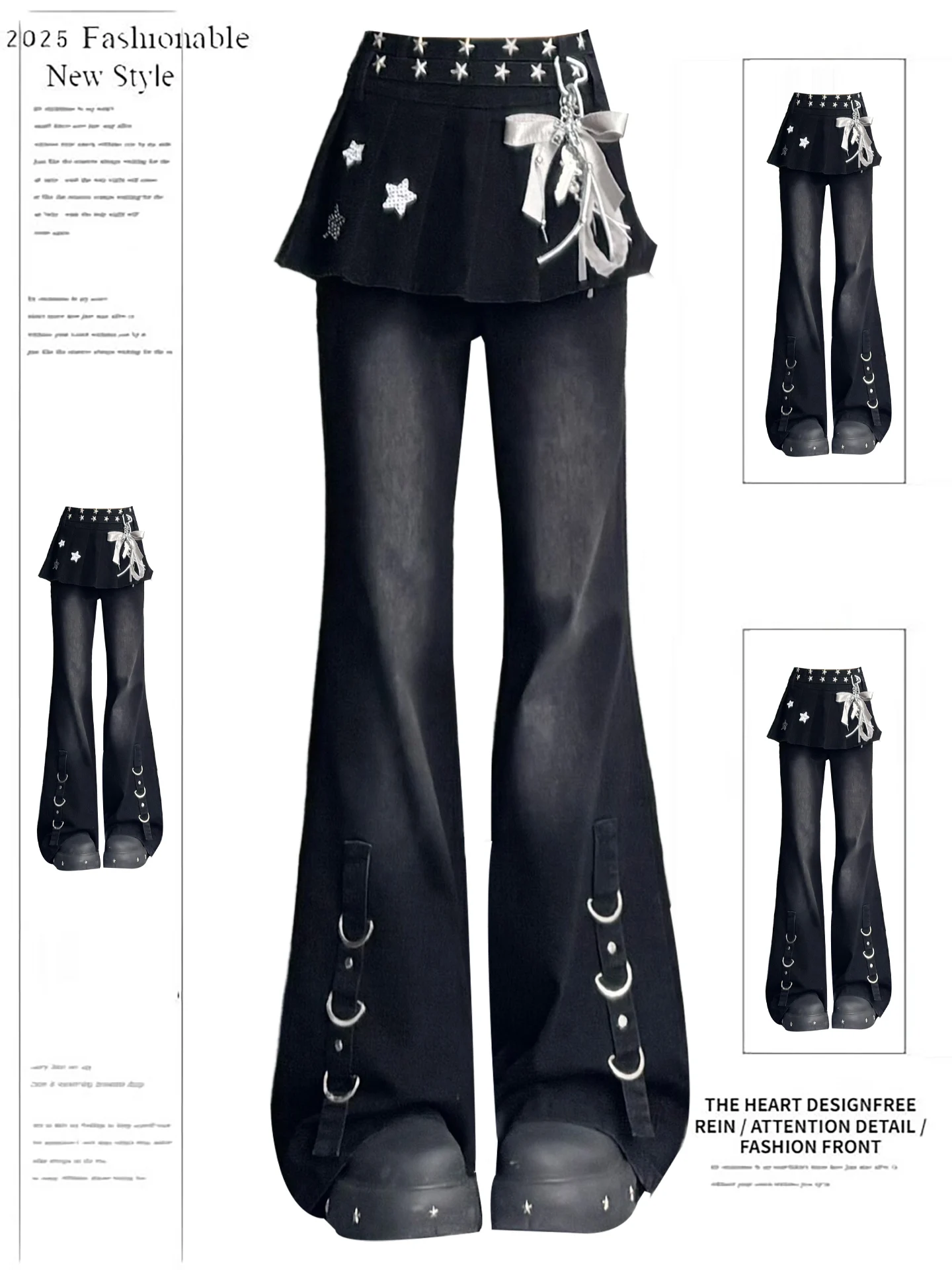 

Faionable Y2K High Waist Bell Bot Denim Jeans Women's Slimming Long Pants Spring Autumn Trendy Girl Sle Casual Wear