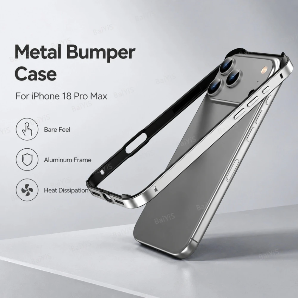 Coques de téléphone hybrides en silicone et métal aluminium pour iPhone 18 17 Pro Max Air, meilleure dissipation thermique, protection antichoc, Funda