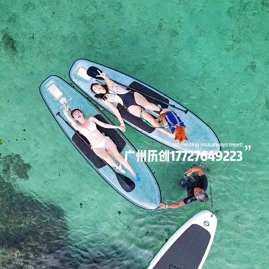 Sup paddleboard papan selancar olahraga balap air baru transparan papan selancar berdiri papan dayung laut