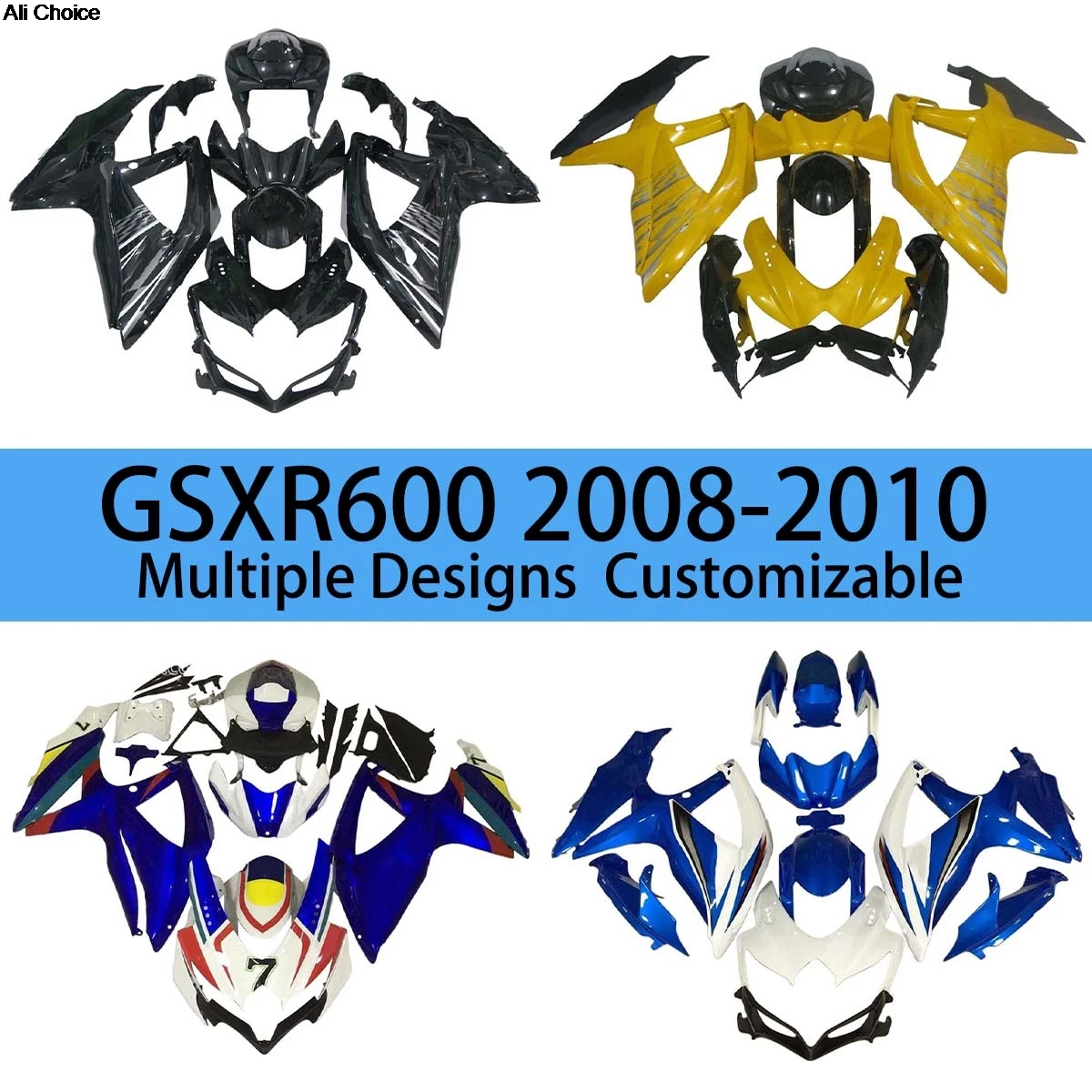

Fit for SUZUKI GSXR600 GSXR750 2008 2009 2010 Free Custom Fairings GSXR 600 750 08 09 10 Aftermarket Fairing Kit Motorcycle