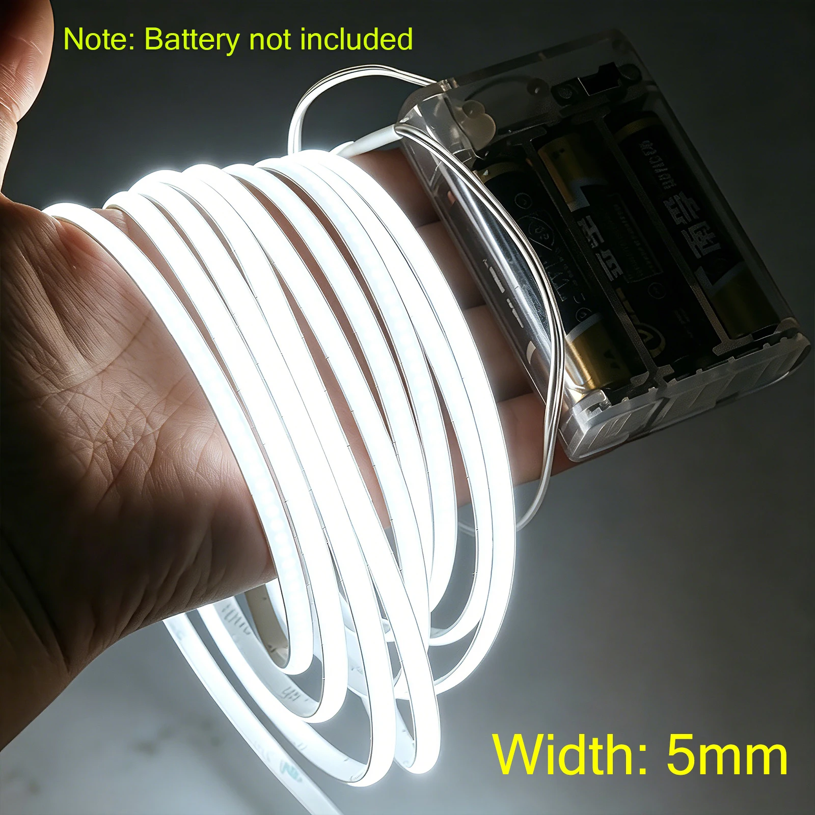 5V COB LED Strip 5mm PCB 320LEDs/m Flexible Light Tape With 3AA Battery Box Red/Green/Pink/Ice Blue For Home Decor TV Backlight