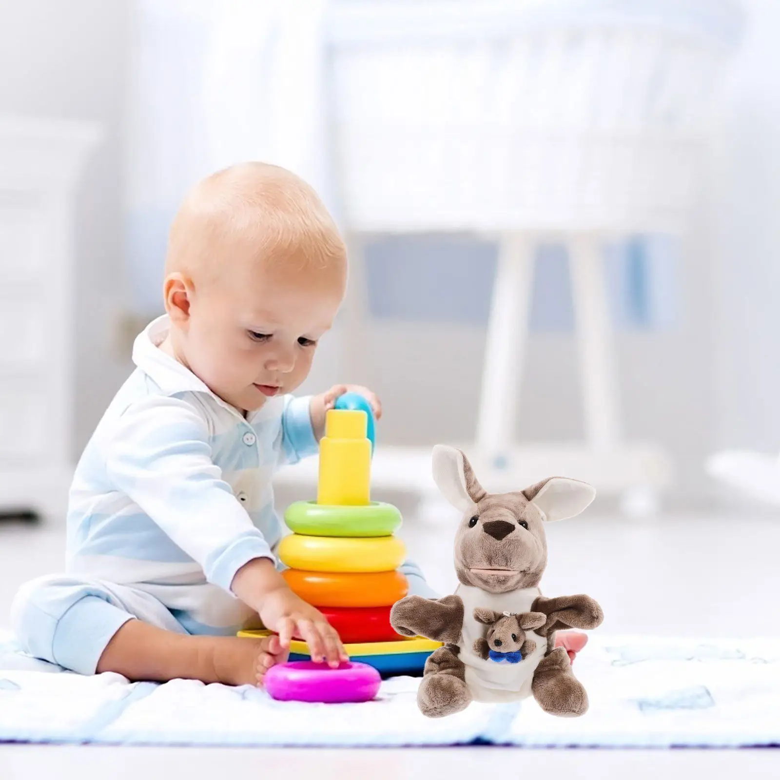 

Adorable Kangaroo Hand Puppet Made of Supple PP Cotton for Storytelling Bedtime Play Parent Child Interactive Game Educational