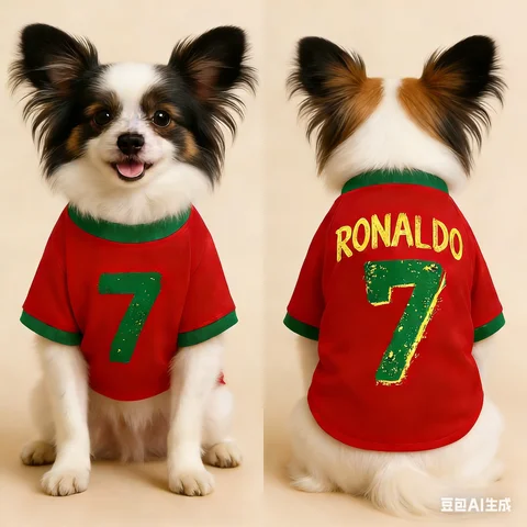 1 Ronaldo 7 Pet Dog T-Shirt Soft Breathable Football Jersey Costume for Dogs Sports Team Fan Style Comfortable Cute Sportswear