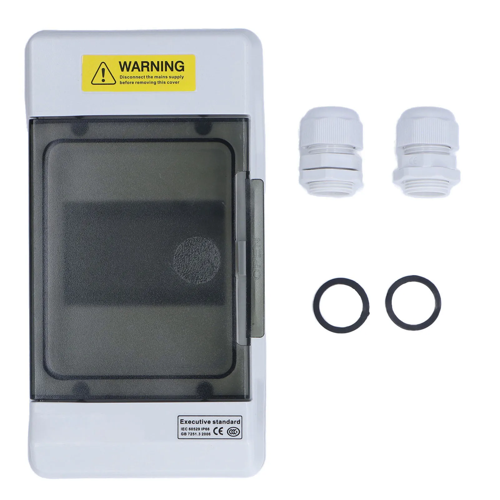 

SGKJ 4WAY Distribution Box Waterproof 4 Way Plastic Junction Case Transparent Cover DIN Rail Mount