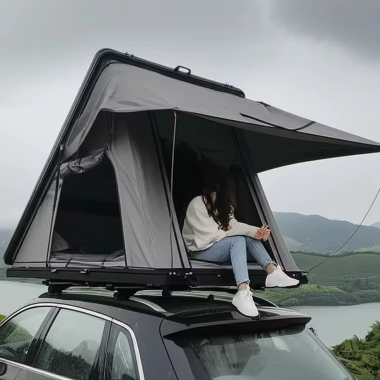 

Hot Sale 4-Person Triangle Car Roof Top Tent Canvas Glamping Car Tents