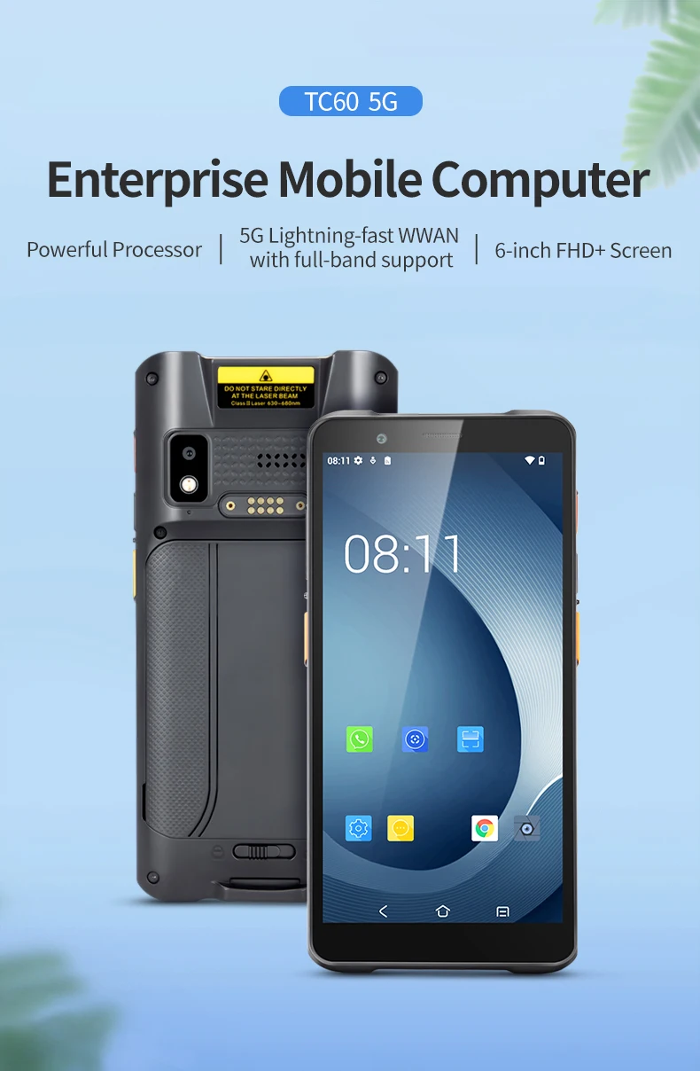 Scanner de codes-barres WiFi6 5G, Android 15 4 + 64G, PDA portable, IP67, 6 pouces, FHD, 1080x2160, prise en charge de l'écran, numérisation NFC et OCR