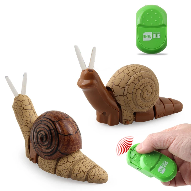 

Novelty Infrared Remote Control Small Snail Toy Fun Cartoon With Lights Trick Electric Insect Model Children Toys Birthday Gift