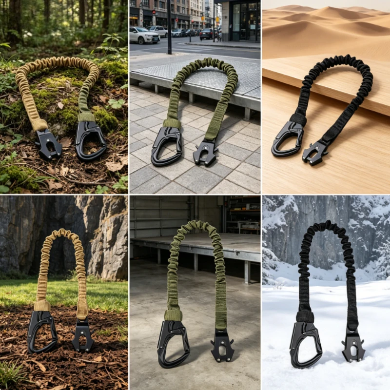 

Multicolor Heavy-Duty Stretch Utility Strap, Aluminum Alloy Carabiner Lanyard for Camping Hiking Outdoor Gear Attachment