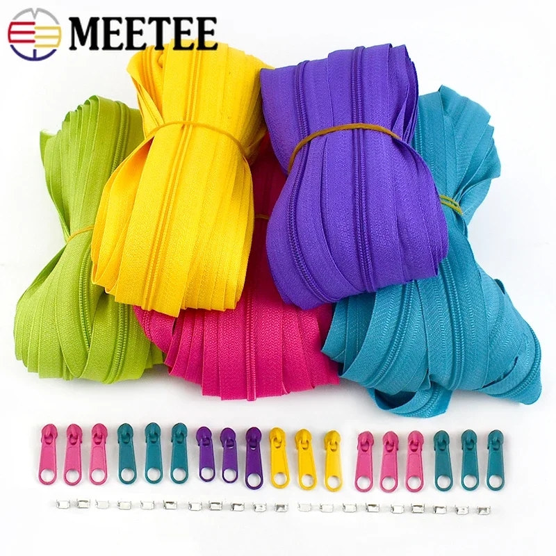 

Meetee 10Meters 3# Nylon Zipper with Slider Stopper Continuous Zippers for Quilt Bag Tent Decor Invisible Zip Repair Accessories