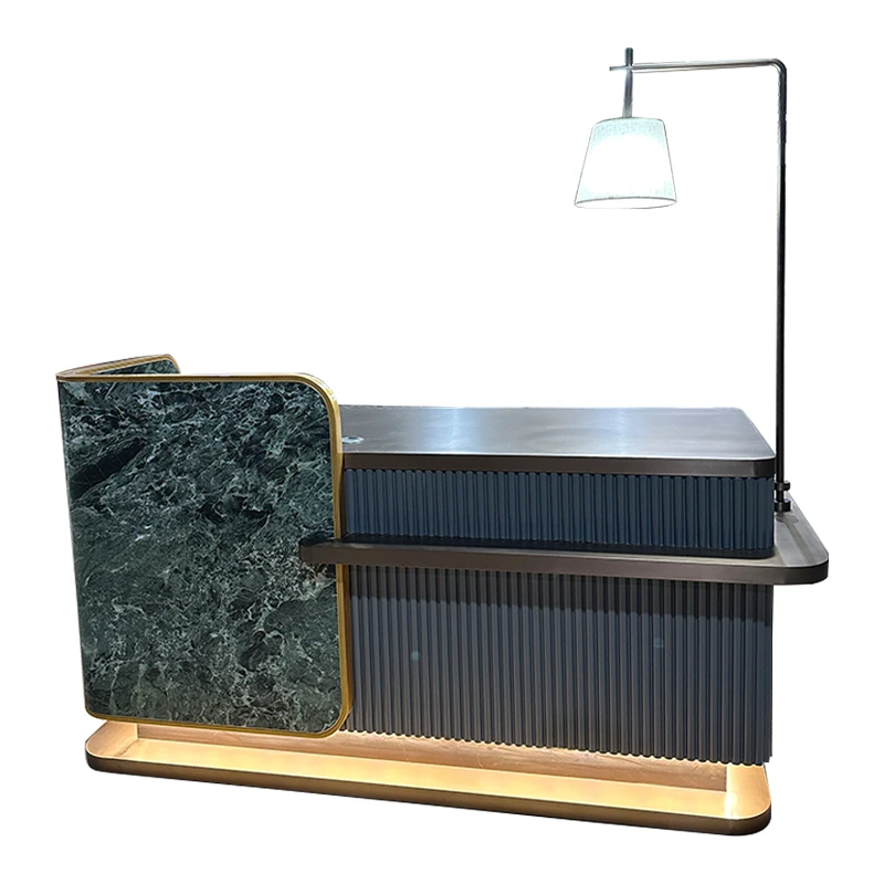 

Hair Salon Reception Desk Simple Modern Luxury Professional Bar Counter Beauty Salon Resepsiyon Masası Commercial Furniture
