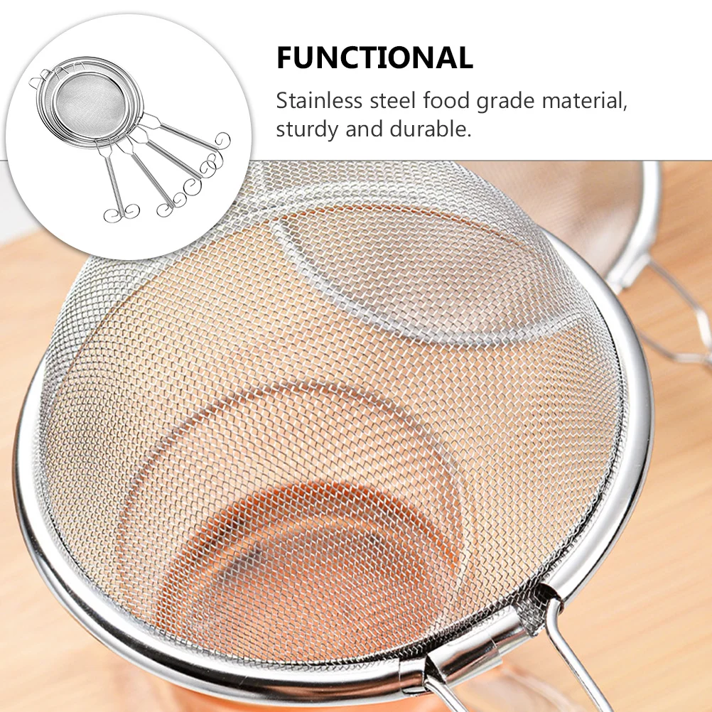 

4pcs Stainless Steel Tea Strainers Fine Mesh Filter For Kitchen Home Use Handheld Portable Tea Colander Mesh Strainer