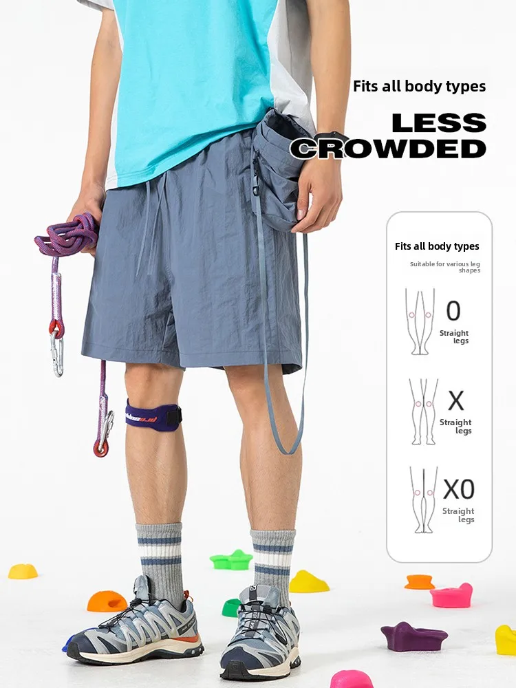 

Мужские летние спортивные брюки-капри для активного отдыха, легкие, быстросохнущие, свободные, тонкие, с эластичным поясом, прямого кроя