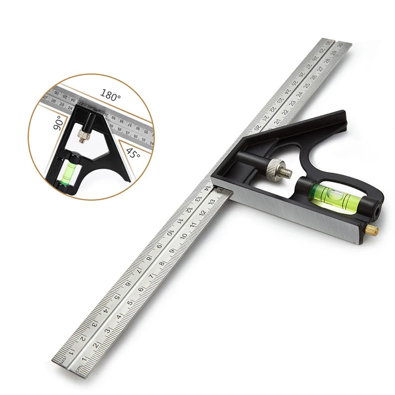 Angle Square Measuring Tools Set Precise Stainless Steel Aluminium Durable Adjustable Combination Spirit Level 12\