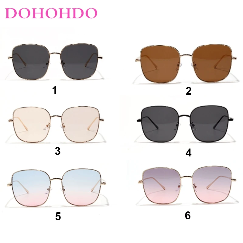 DOHOHDO Metal Square Thin Frame Retro Sunglasses Women Men Fashion Sun Glasses Female Eyeglasses Shades Солнечные Очки Женский